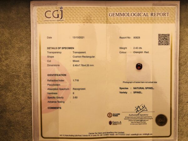 Natural Red Spinel 2.42 Carat - Image 5