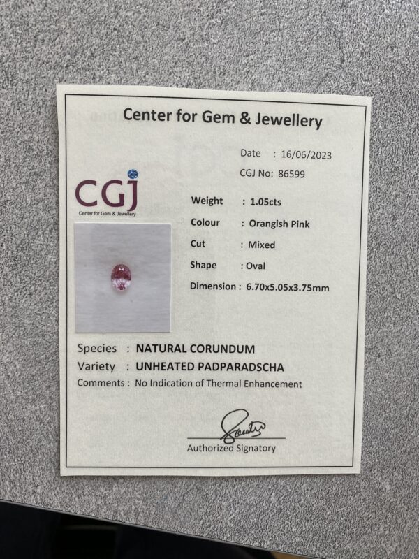 Sapphire patparaja  1.05 carat - Image 5