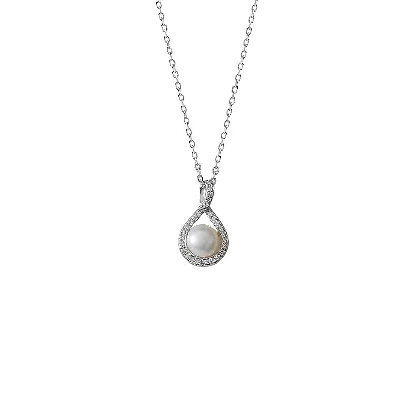 925 Sterling Silver Teardrop Pearl Necklace - Image 3